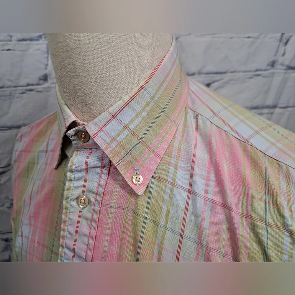 Burberry London Men's Button Down Shirt Check Vintage USA 90s Relaxed Fit Medium - Picture 3 of 16